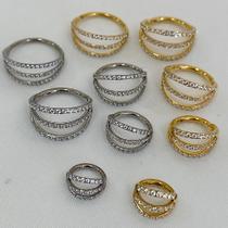Argola titânio triple clicker com zircônias cristais Argola titânio triple clicker com zircônias cristais