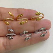 Argola titânio twist snake clicker com zircônias e fecho clicker