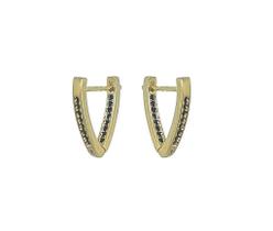 Argola triangular com microzircônias negras banhado a ouro - joia semijoia Argola triangular com microzircônias negras banhado a ouro - joia semijoia