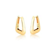 ARGOLA TRIANGULAR G LISA BANHADA A OURO - 3cm x 2,5cm - 14g