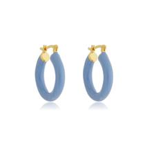 Argola Tubo Italiano Resinada Azul G Ouro Argola Tubo Italiano Resinada Azul G Ouro