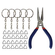 Argolas 23mm Prata Com Elo Triangular 8mm E Alicate Miniatura Bico Reto Argolas 23mm Prata Com Elo Triangular 8mm E Alicate Miniatura Bico Reto