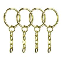 Argolas Chaveiro 23mm Com Corrente 5 Elos 100un Dourada