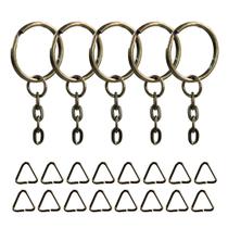 Argolas Para Chaveiro 23mm Ouro Velho Com Corrente + Triangulo 300 Unidades