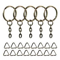 Argolas Para Chaveiro 23mm Ouro Velho Com Corrente + Triangulo 300 Unidades