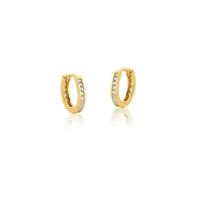 Argolinha click P cravejada 1 fileira banhada a ouro 18k