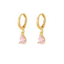 Argolinha com Gota de Zircônia Rosa Claro Folheada a Ouro 18k