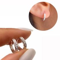 Argolinha cravejada com micro zircônias banhado a ouro/Prata