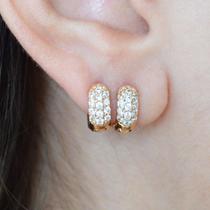 Argolinhas douradas com zircônias cristais - viveh