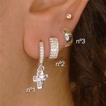 Argolinhas em prata 925 com zircônias cristais - variadas 3 opções