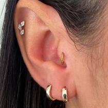 ARGOLINHAS NAKED RETA - Par de Argolas em Metal Banhado com Fecho Clicker