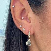 Argolinhas pingente coração com zircônia - par Argolinhas pingente coração com zircônia - par