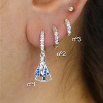 Argolinhas prata 925 variadas com zircônias cristais - 4 opções Argolinhas prata 925 variadas com zircônias cristais - 4 opções