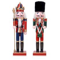 ArlinaL Conjunto de 2 Quebra-Nozes de Madeira 30cm Rei e Soldado