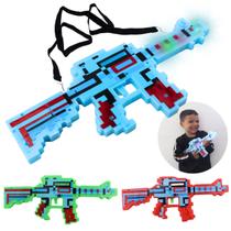 Arma de Brinquedo em Pixels com Luzes e Som 40 CM Arma de Brinquedo em Pixels com Luzes e Som 40 CM