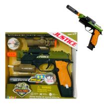 Arma De Brinquedo Pistola Com Silenciador, Luz E Som