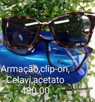 Armação, clip-on, Celavi, acetato