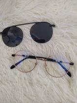 Armação clipon, dourado lente preta