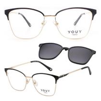 Armação ClipOn YOUY Y6013 Dourado e Preto L Cinza Plz TAM 54 Armação ClipOn YOUY Y6013 Dourado e Preto L Cinza Plz TAM 54