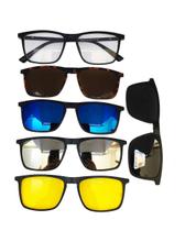 Armação com Lente Transparente + 5 Lentes Clip On de Sol