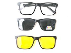 Armação De Óculos + 2 Lentes Clip On Noturna E Solar 2305 - Vinkin