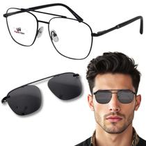 Armação De Óculos Aviador Com Clip On 2x1 Solar Masculino