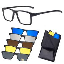 Armação de Oculos de Grau e Sol Masculino Polarizado Clip On 6 em 1 Imã Magnetico Armação de Oculos de Grau e Sol Masculino Polarizado Clip On 6 em 1 Imã Magnetico