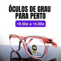 Armação de Óculos de Grau para Leitura +0,50 até +5,00 Modelo Quadrado Rosa Transparente Armação de Óculos de Grau para Leitura +0,50 até +5,00 Modelo Quadrado Rosa Transparente
