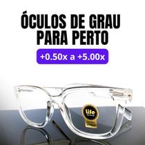Armação de Óculos de Grau para Leitura +0,50 até +5,00 Modelo Quadrado Transparente