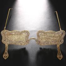 Armação de Óculos de Sol Vintage Masculina com Borla e Strass - Dobrável