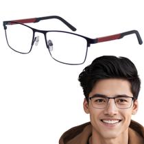 Armação de óculos em metal masculino retangular aro fechado