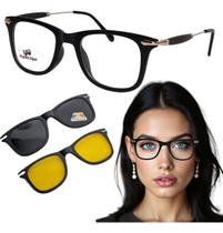 Armação De Óculos feminino Clip On Solar Designer Moderno Para Grau