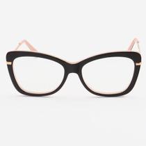 Armação de Óculos Feminino Gatinho Preto/Rosa