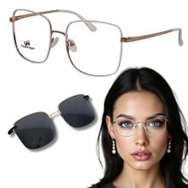 Armação de Óculos Feminino Multiclips Dual Mult-115 Metal Quadrado Cor Branco Armação de Óculos Feminino Multiclips Dual Mult-115 Metal Quadrado Cor Branco