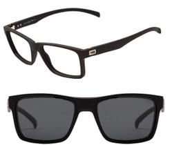 Armação de Óculos Hb 0339 10103390243032 Preto Fosco Clip On Cinza Polarizado Armação de Óculos Hb 0339 10103390243032 Preto Fosco Clip On Cinza Polarizado