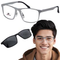 Armação de óculos masculino clip-on moderno em metal Multiclips