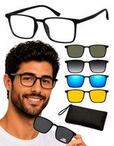 Armação De Oculos Masculino + Clip On Proteção UV Mod 65 Armação De Oculos Masculino + Clip On Proteção UV Mod 65