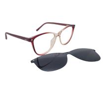 Armação De Óculos Mey Eyewear Clip On Yy6101 C3 53 Vermelho Translúcido Degradê