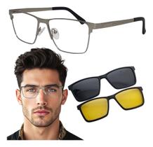 Armação De Óculos Para Grau Clip On Solar E Noite Polarizado Armação De Óculos Para Grau Clip On Solar E Noite Polarizado