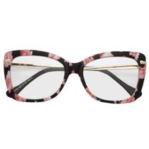 Armação De Óculos Para Grau Feminina Quadrada Amesterdã Floral