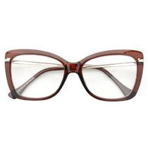 Armação De Óculos Para Grau Feminina Quadrada Amesterdã Marrom