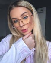 Armação De Óculos Para Grau Feminina Quadrada Iara Metal Dourada