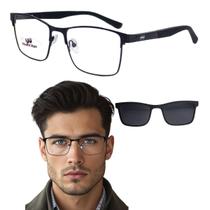 Armação de Óculos para Grau Masculino de Metal Quadrado clip-on solar Multiclips