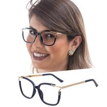 Armação De Oculos Sem Grau Preto Feminino Quadrado Grande Moda B9