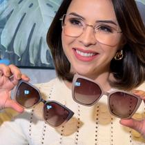 Armação e Óculos de Sol Clip-On Feminino Quadrado Rose Duo 3 em 1
