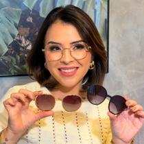 Armação e Óculos de Sol Clip-On Feminino Redondo Ouro Duo 3 em 1