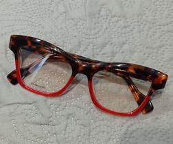 Armação feminina em acetato italiano vermelha com animal print