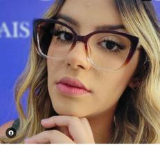 Armação feminina quadrada vermelha com detalhes transparentes Armação feminina quadrada vermelha com detalhes transparentes