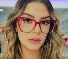 Armação feminina quadrada vermelha pintada