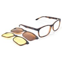 Armação Grande Oculos Smart Marrom ClipOn Dia E Noite 950
